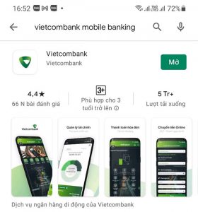 Bước 1: Tải ứng dụng internet banking của Vietcombank