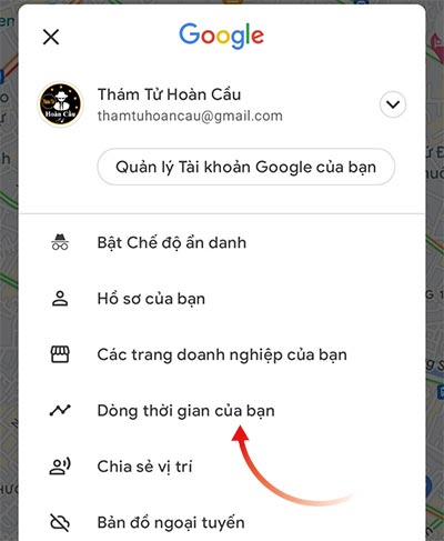 Cách bật Dòng thời gian trên Google Map Android