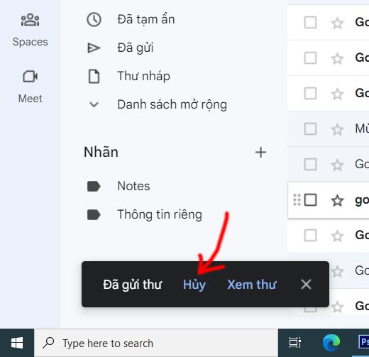 Cách thu hồi email đã gửi trong Gmail trên máy tính